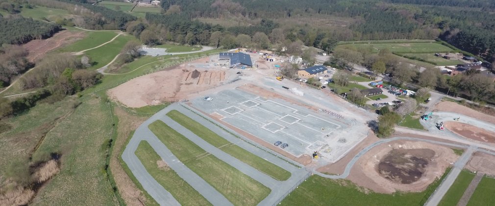 Aerial view of car park under construction