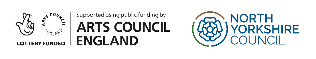 Arts Council England Lottery Funded logo and North Yorkshire Council logo side by side