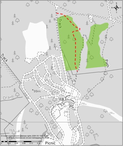 A map displaying the Glade Trail closure.