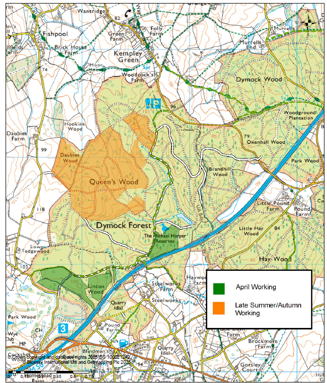 Map showing harvesting areas