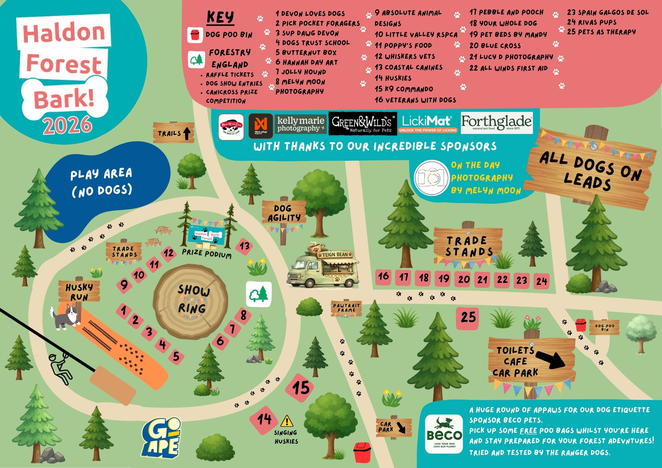 Map showing the layout of the Haldon Forest Bark event 2026