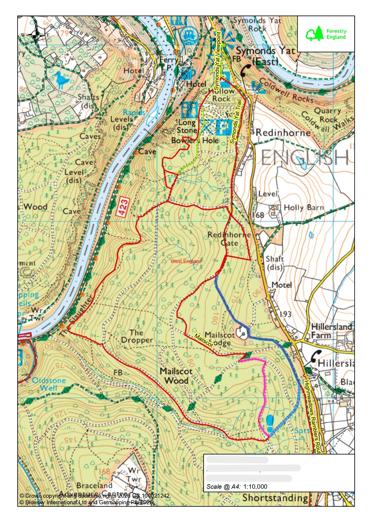 A map displaying the Mailscot Wood Trail diversion.