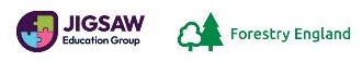 Two logos side by side, one for Jigsaw Education Group and the other Forestry England.