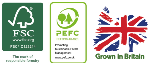 FSC PEFC Grown in Britain logos