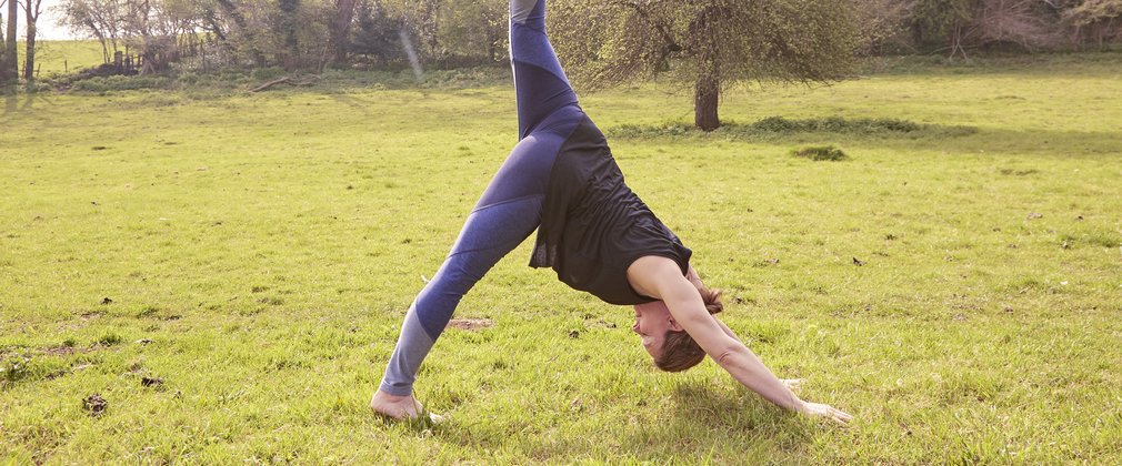 Woman doing yoga outside