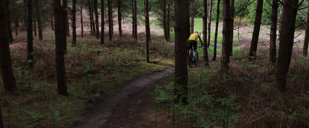 Cyclist rides the beater trail