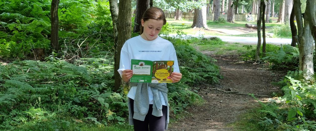 Girl on Gruffalo Orienteering course