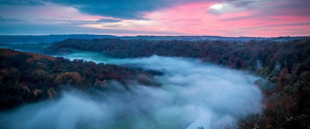 Mist in the valley over Symonds Yat