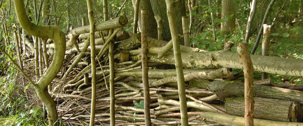 Natural fencing with hurdles and branches