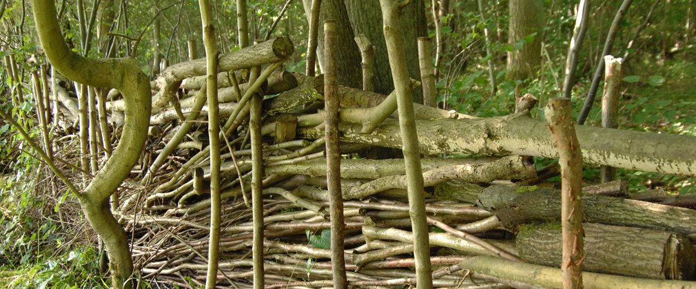 Natural fencing with hurdles and branches 