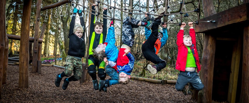 children enjoying forest play area