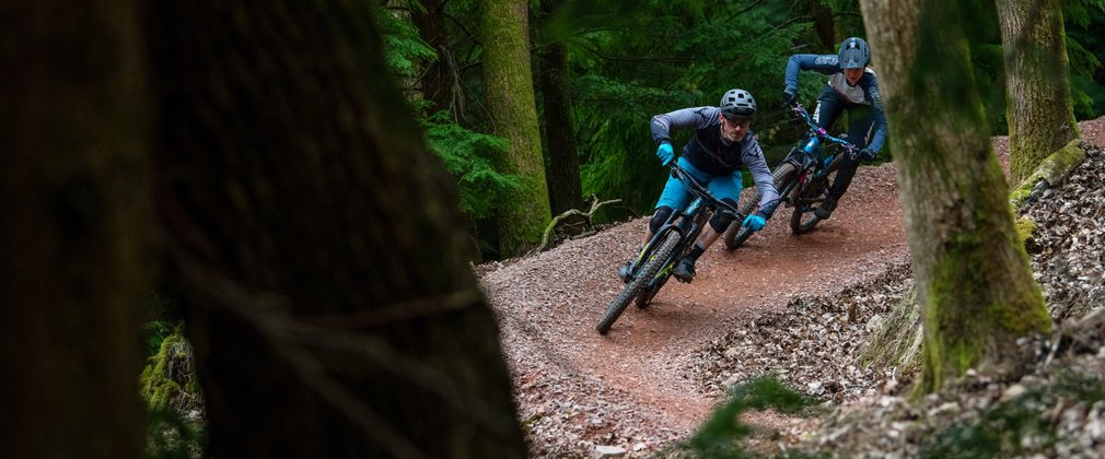 Mountain biking on berm