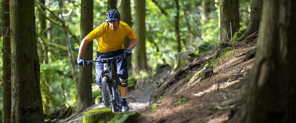 Mountain bike rider on cycling trail