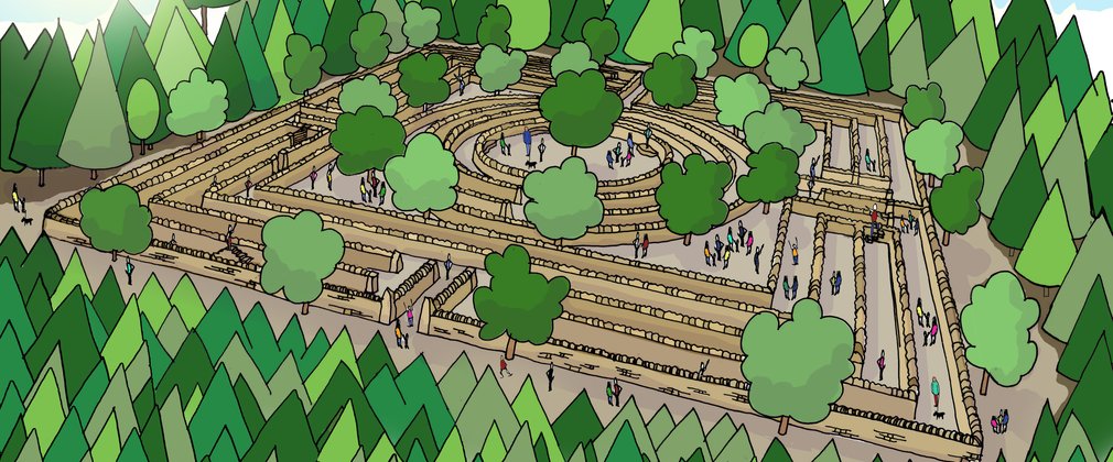 Dalby dry stone wall maze illustration