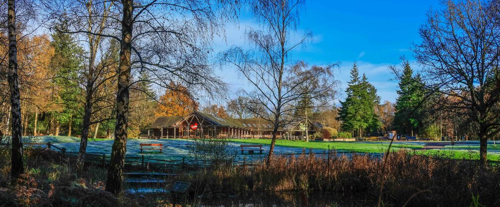 Alice Holt Forest Visitor Centre on a frosty morning