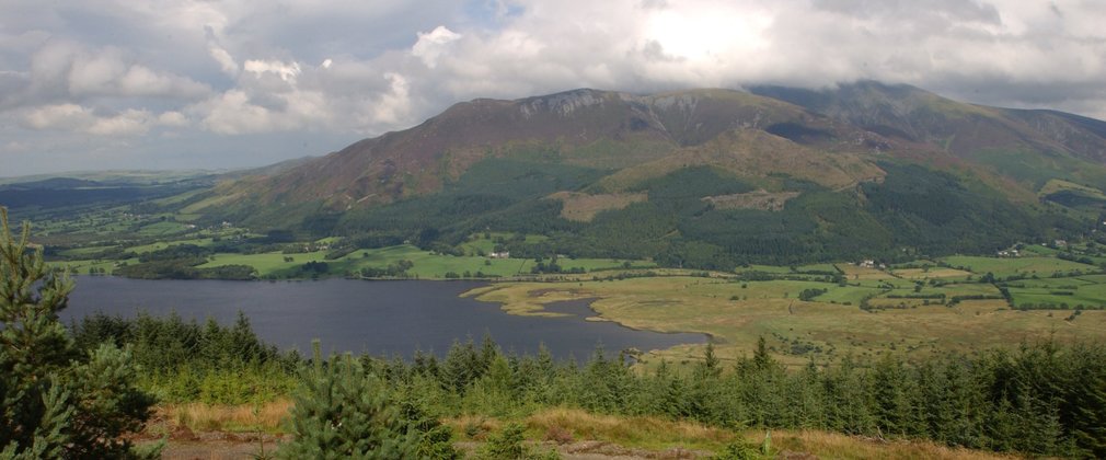 view of Bassenthwaite Lake from top of mountain