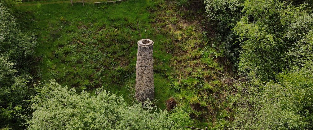 Aerial view of Bearland Chimney at Chargot Wood