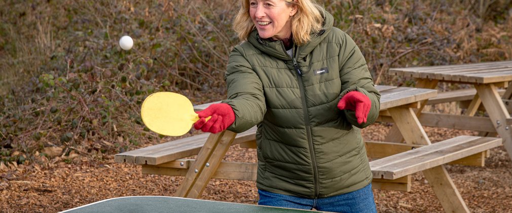 Women playing table tennis