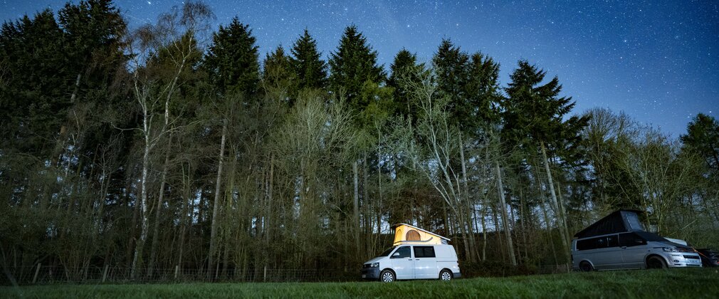 Campervan in forest