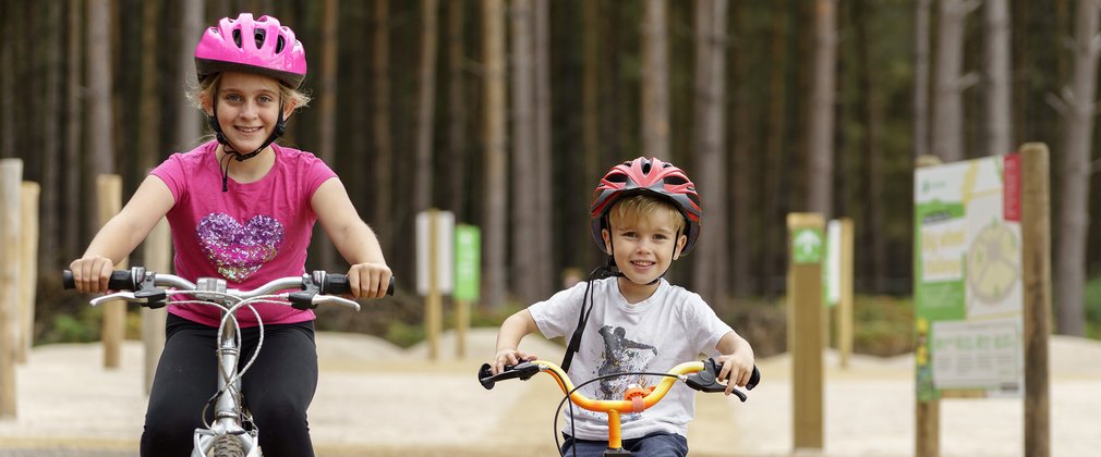 Children on bike trail