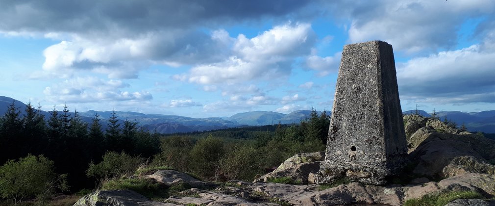 View of forest and hills from Carron Crag trail at Grizedale 