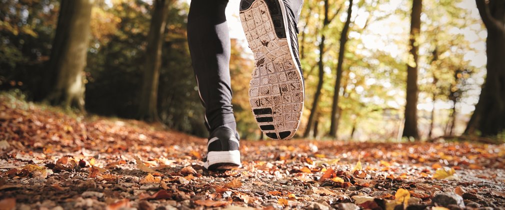 Running on forest trail