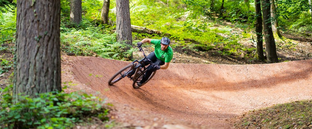 Rider on cycling trail in the Forest of Dean