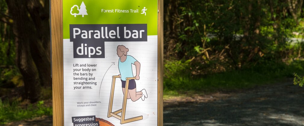 Instructional signage for exercise equipment at Delamere Whitefield