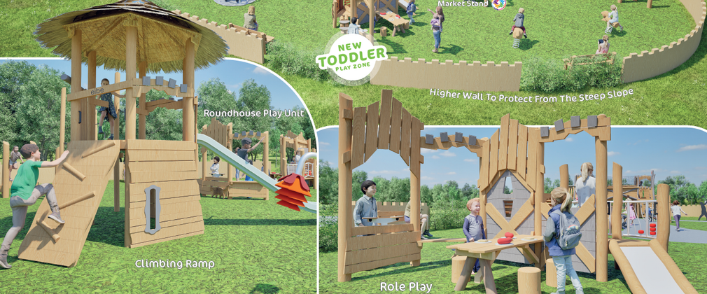 Artists impression of the toddler zone of the new play area at Delamere Forest