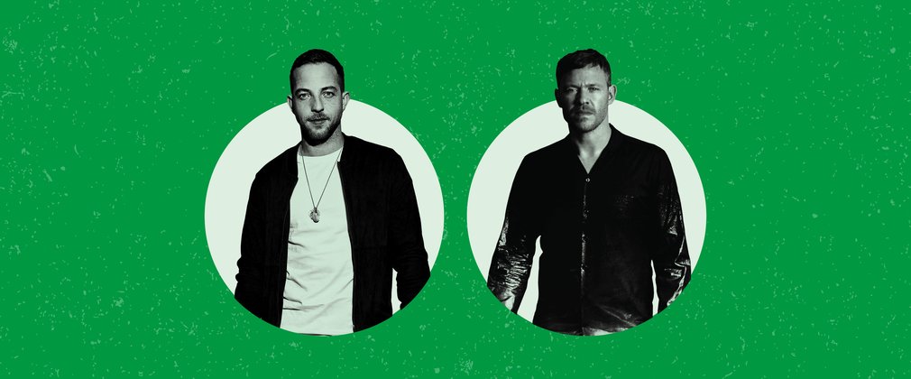 A black and white image showing James Morrison and Will Young.