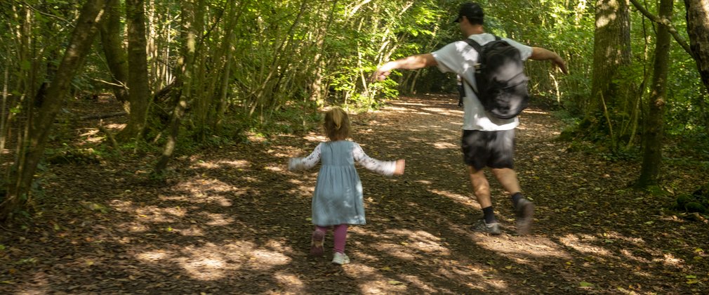 Parent and child at Leigh Woods