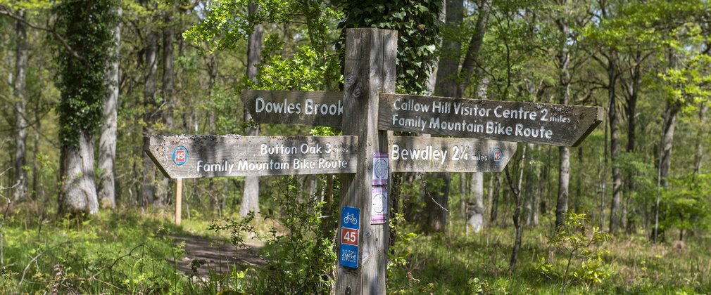 Signpost showing directions to Wyre Forest 