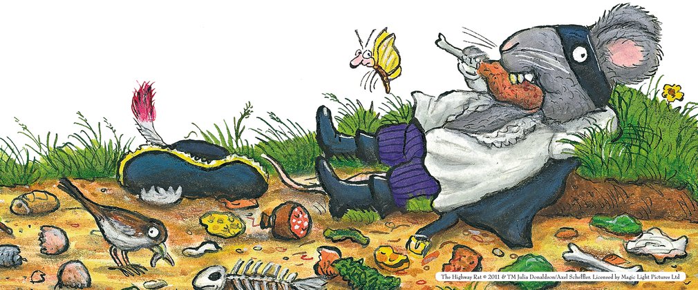 The Highway Rat lying back and enjoying a feast