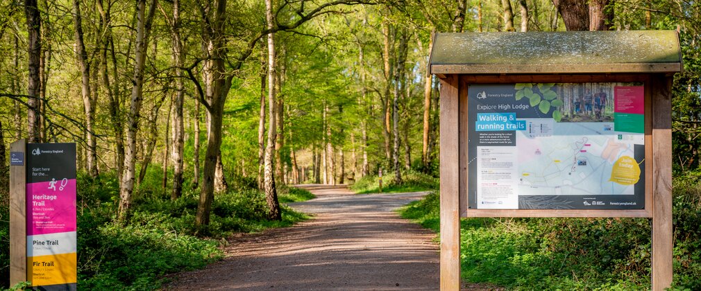 High Lodge walking trail start boards