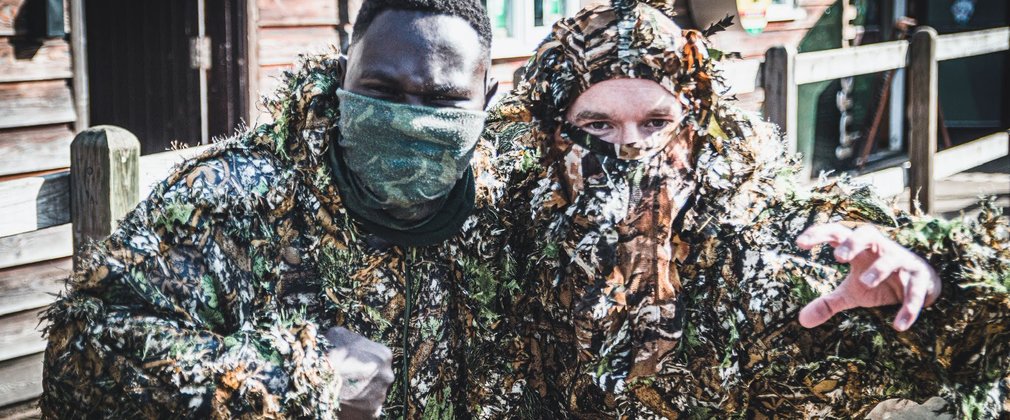Dressed in camouflage for Hunted Games