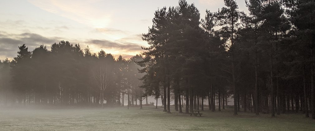 Sherwood Pines Arena on a Misty Morning