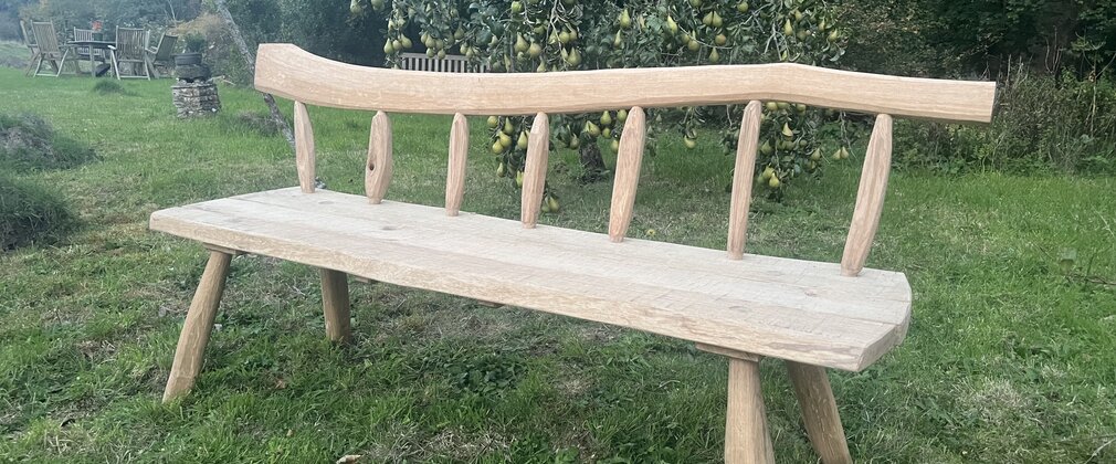 A bench hand made from oak
