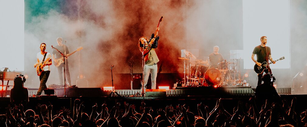 Snow Patrol performing at a concert