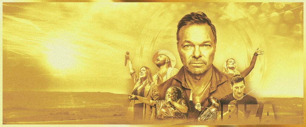  Pete Tong and people in the background of a yellow toned image