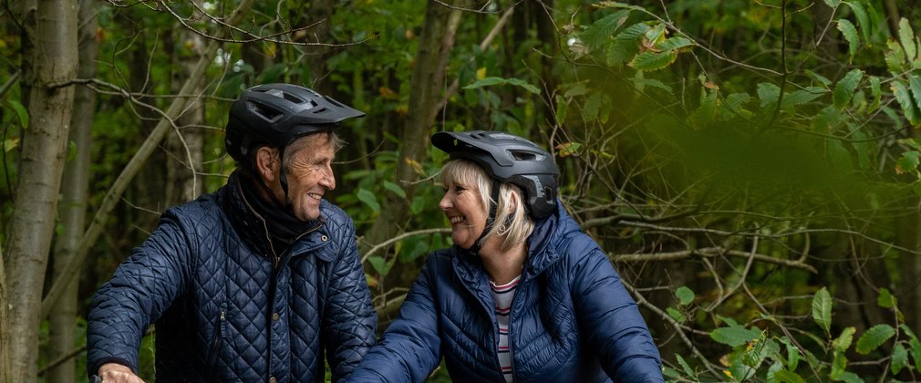 Couple on bikes