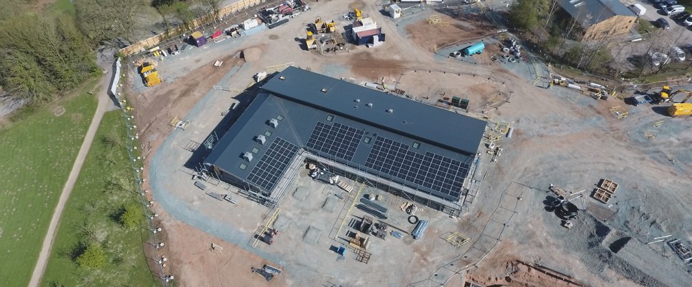 Aerial view of new visitor centre under construction