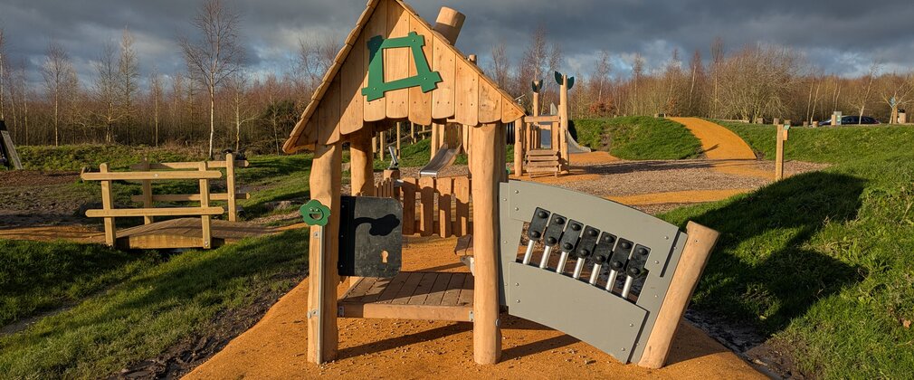 Timber playhouse climbing structure