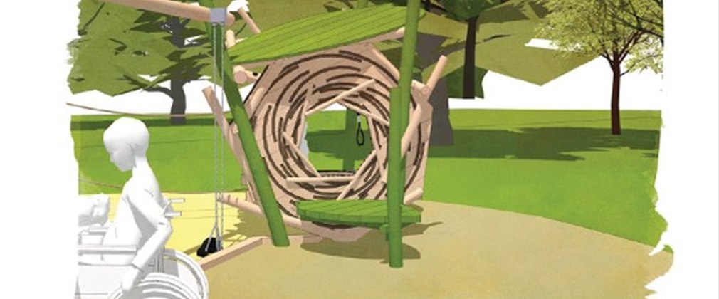 Artist's impression from Earth Wrights of new Fineshade play area 1 Dormouse nest hut