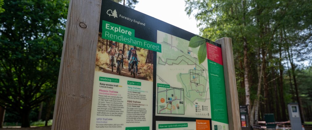 Information sign board at Rendlesham Forest and campsite