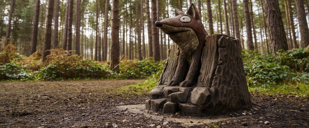 Gruffalo's friend, Fox sculpture in the forest