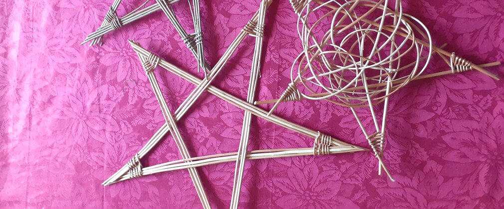 Three handcrafted willow stars