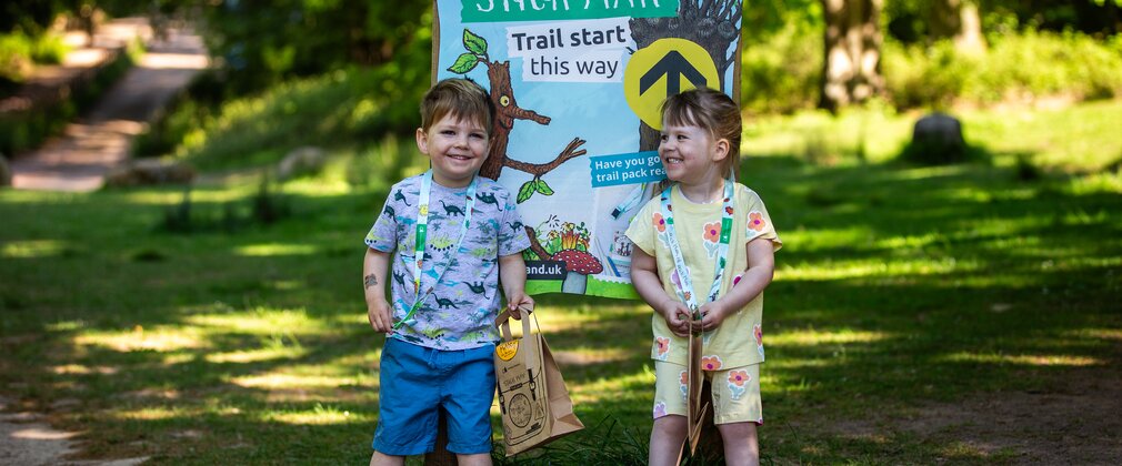 Kids doing stick man trail