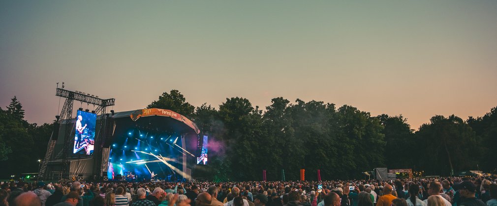 Sting playing on stage at Forest Live in Thetford Forest