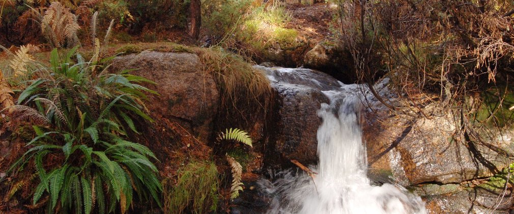 Waterfall over rocks 