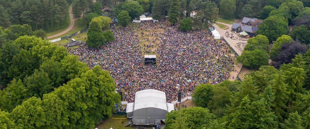 Aerial photo of the Forest Live stage at Thetford 
